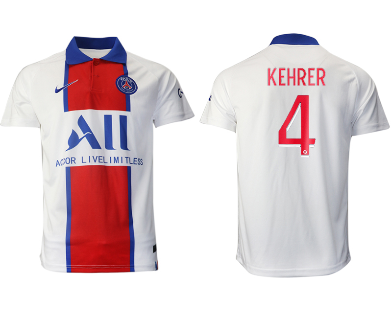 Men 2020-2021 club Paris St German away aaa version #4 white Soccer Jerseys->paris st german jersey->Soccer Club Jersey